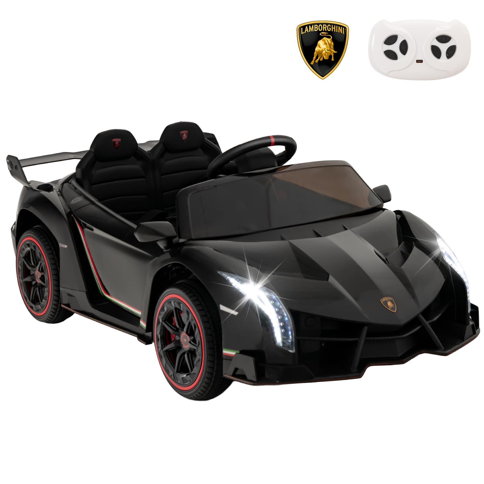 Costway12V Lamborghini Voiture Electrique Enfants avec Télécommande 2,4G Véhicule Electrique avec Lumières LED &amp; Musique Charge 30kg pour 3-8 Ans