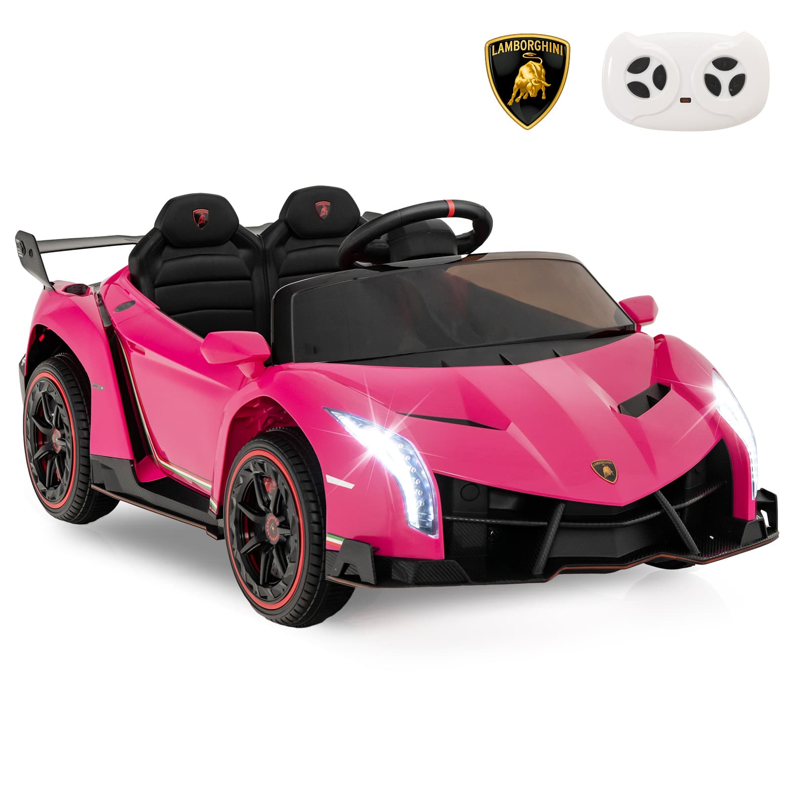 Costway12V Lamborghini Voiture Electrique Enfants avec Télécommande 2,4G Rose
