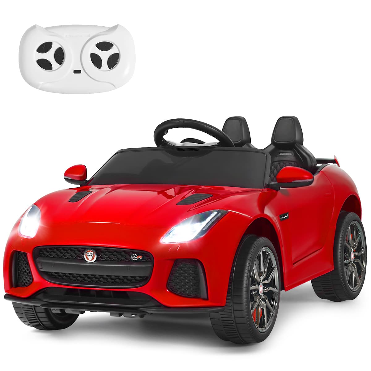 CostwayVoiture Électrique 12V pour Enfants 3-8 Ans avec Télécommande 2.4G Suspension à Ressorts et 2 Portes Verrouillables Rouge