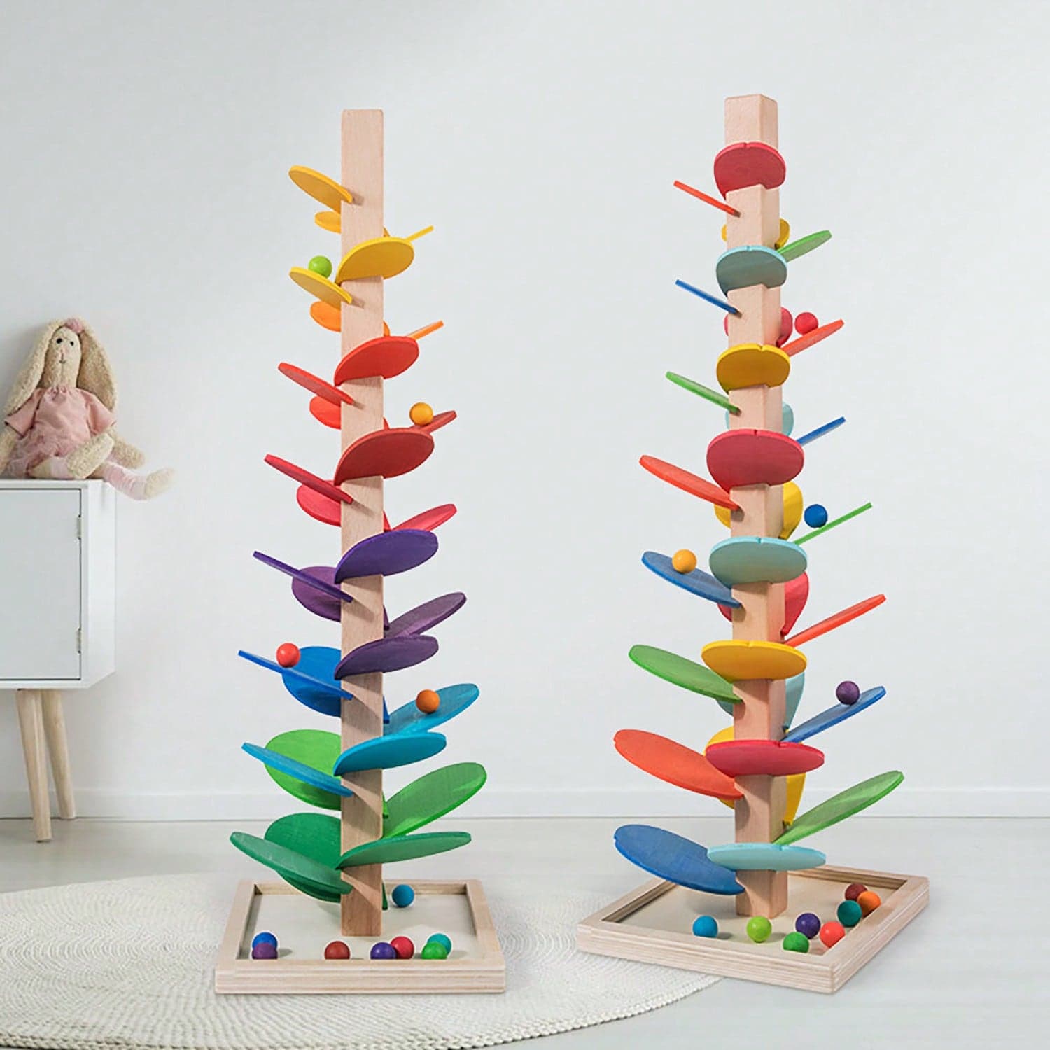 Arbre De Balle Roulante En Bois, Labyrinthe De Perles Pour Bébé, Pistes En Arc-en-ciel, Blocs De Construction Musicaux, Jouet Éducatif Pour Enfant