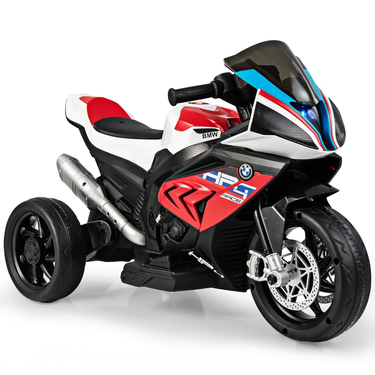 CostwayBMW Moto Électrique 6V pour Enfants 3-8 Ans 3 km/h USB Musique Lumineux Cadeau Idéal Noël pour Enfants Rouge