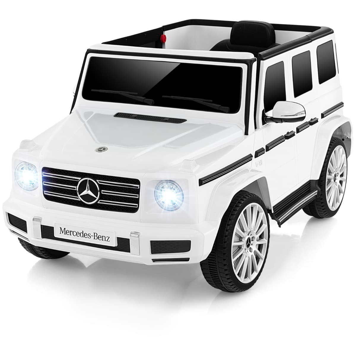 CostwayVoiture Électrique Sous Licence Mercedes-benz G500 pour Enfants Batterie 12v Télécommande 3 Vitesses Klaxon Musique Lumières Led pour +3 Ans